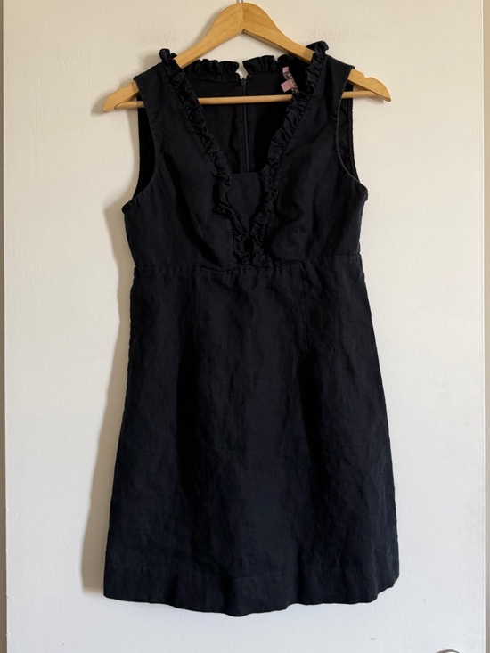 Calypso St. Barth Dresses & Skirts - Calypso St Barth Designer Navy Blue Linen Ruffle A-Line Dress size Small